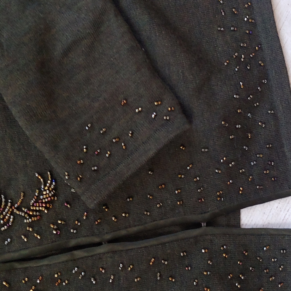 ANN TAYLOR MERINO WOOL BLEND BEADED CARDIGAN - Picture 3 of 8